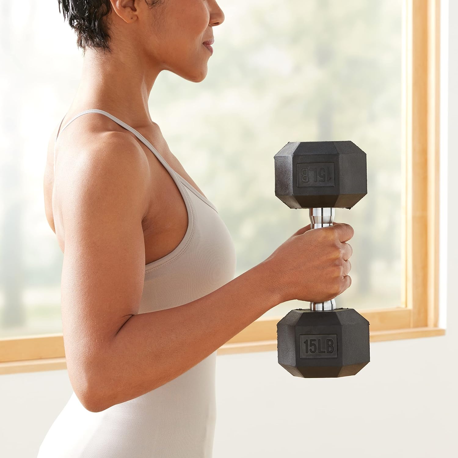 Rubber Hexagonal Dumbbell, Strength Training - Image 2
